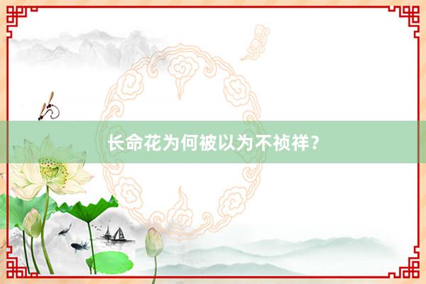 长命花为何被以为不祯祥？