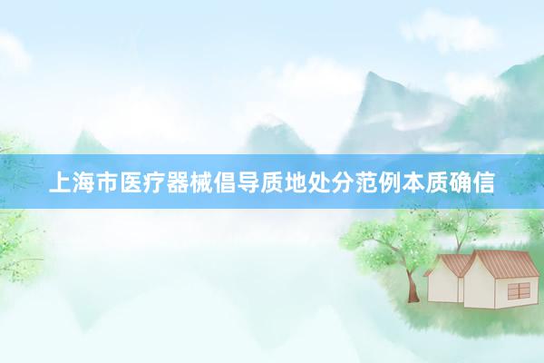 上海市医疗器械倡导质地处分范例本质确信